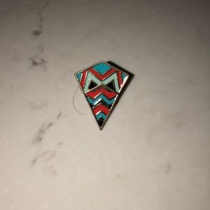 POINTED IKAT DESIGN RING - TURQUOISE/RED/MINT ✨